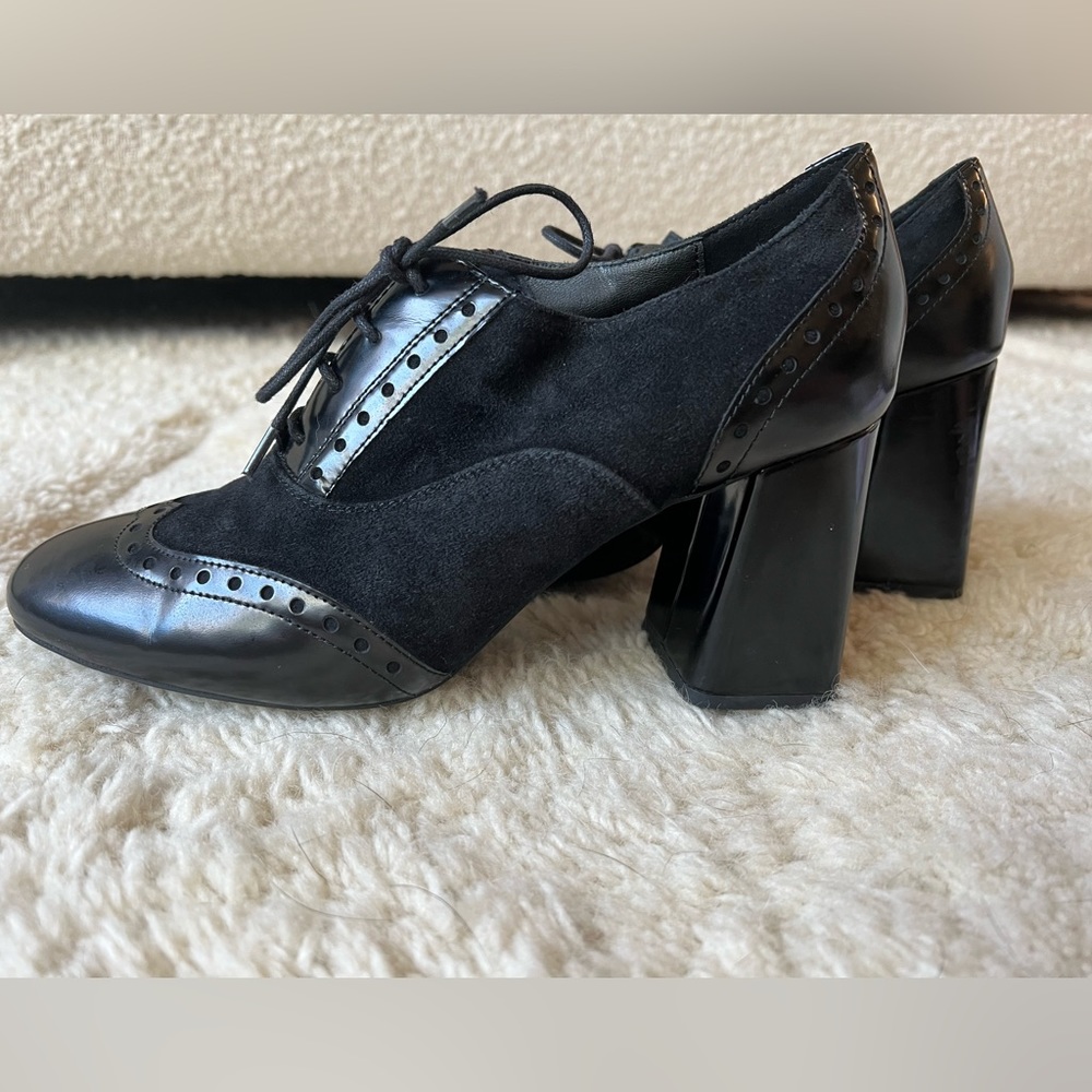 GEOX Italian genuine leather Oxford Heels - Black - Picture 4 of 10